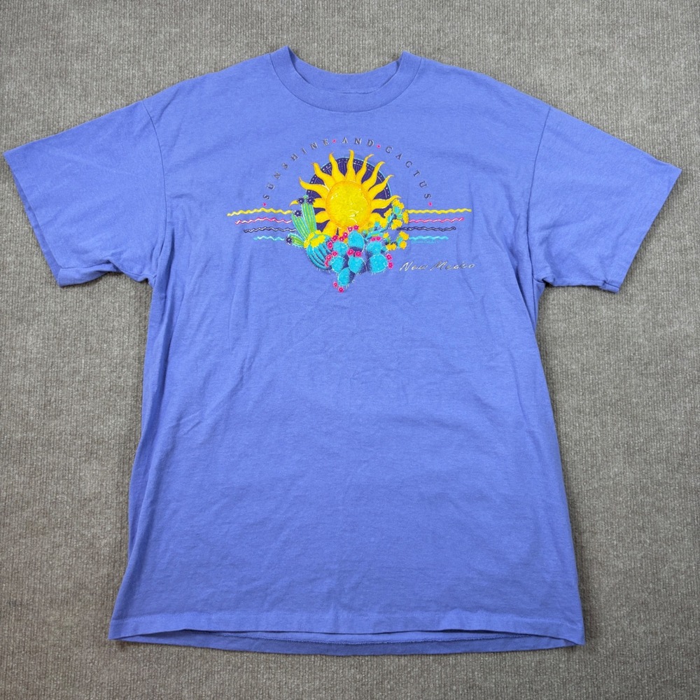 VTG 90's Purple Single Stitch‎ New Mexico Sunshine and Cactus Size XL EUC